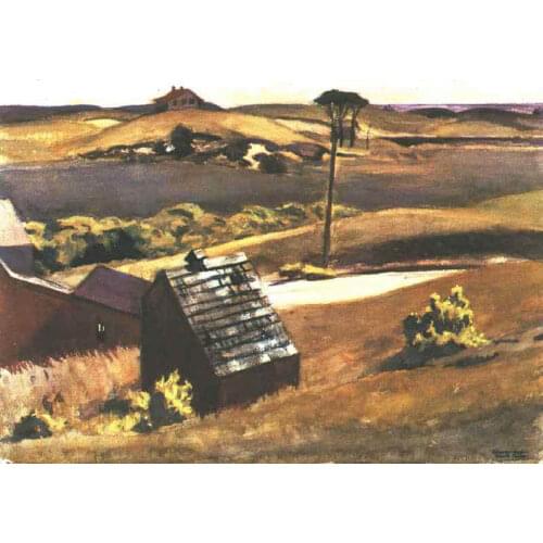 100% handmade Oil Painting reproduction on linen canvas, coop and barn by Edward Hopper,Free Shipping,High Quality