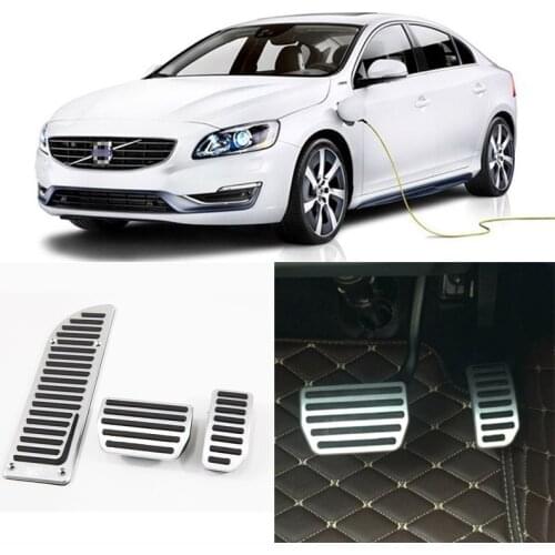 3pcs Aluminium Non Slip Foot Rest Fuel Gas Brake Pedal Cover For Volvo S60/S60L AT 2014-2016