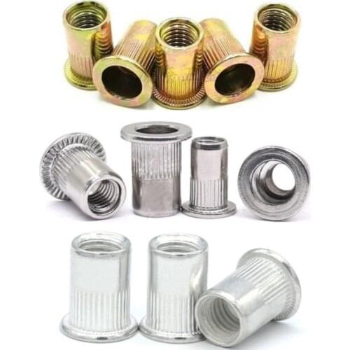 5-50Pcs M3 M4 M5 M6 M8 m10 stainless steel 304 oaluminum steel with zinc flat head Insert rivet nut Insert Reveting
