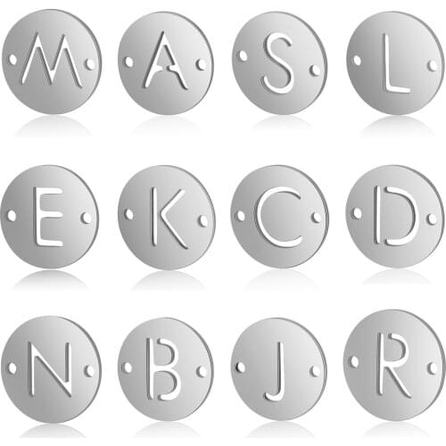 5pcs/lot 100% Stainless Steel Initial Name Charms Vnistar DIY Alphabet Charms 26 Letter Making Charms for Bracelets Wholesale