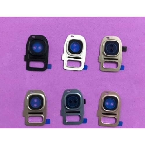 50pcs/Lot NEW For Samsung Galaxy S7 S7 Edge G930 G935 Back Rear Camera Holder Frame With Glass Lens Cover Sticker