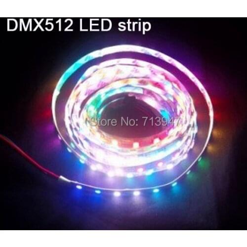 5mX DMX512 LED strip auto addressable 5V led strip 24Pixel/m 24leds/m with white PCB free shipping