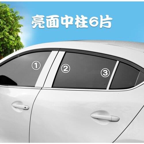 6pcs for Mazda 3 Axela 2014-2017 Car window Middle column B column Stainless steel Decorative strip