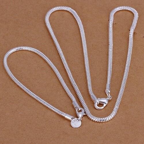 925 Sterling silver Hot style wholesale direct high quality 3MM snake bone chain necklace bracelets fashion women jewelry Sets