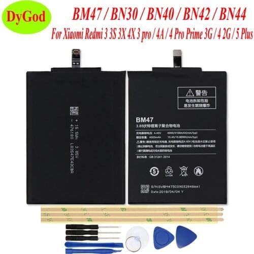 BM47 BN30 BN40 BN42 BN44 Battery For Xiaomi Redmi 3 3S 3X 4X Redmi 4A /4 Pro Prime 3G/4 2G /Redmi 5 Plus Batterie Bateria+Tools