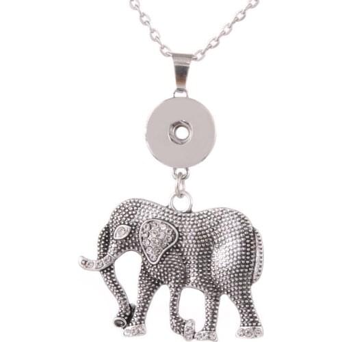 Boom Life Snap Jewelry Crystal Elephant Snap Button Necklace for Women Fit 18mm 20mm Snap Buttons Jewelry Snaps Necklaces