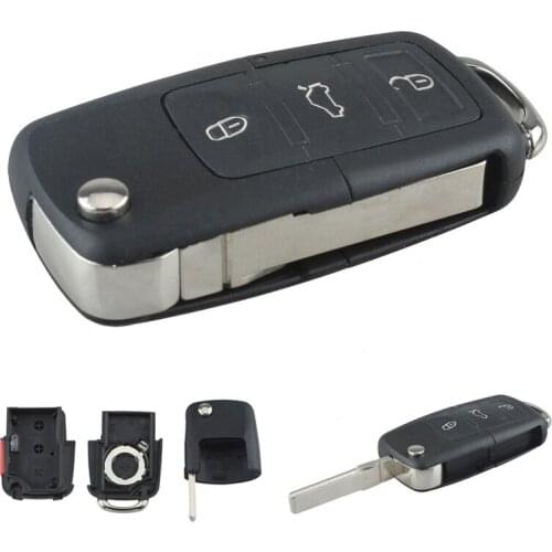 Black 4 Buttons Smart Remote Replacement Key Case No Chip with Uncut Car Flip Key Fit for Volkswagen B5 Passat Cars Vehicle