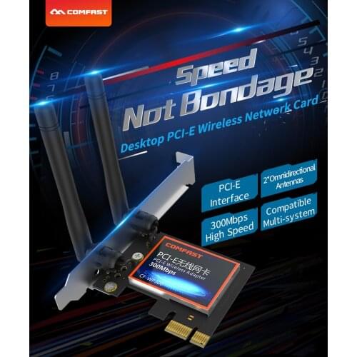 Comfast 300Mbps External 2*2dbi Antenna PCI-E Interface Wireless Network Card CF-WP300