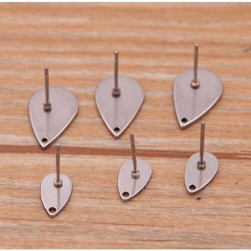 20Pcs 2 Size Stainless Steel Water Drop Cabochon+Earmuffs Blanks Diy Post Stud Earrings Base Settings For Jewelry Making
