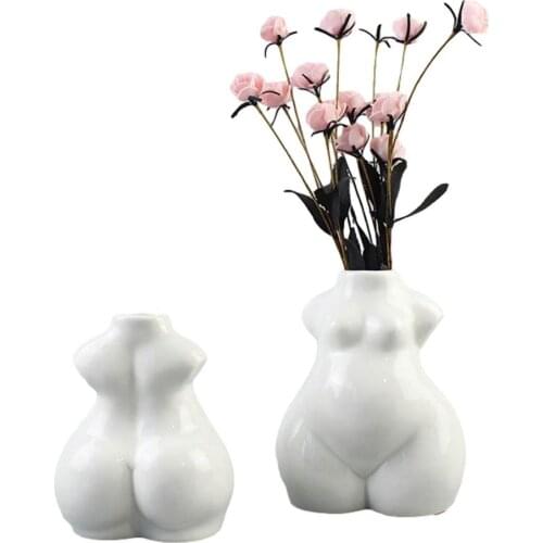 Ceramic Vases Female Body Shape Flower Vase Home Decor Flower Holder Ornaments Decorative Porcelain Bust Vase For Office & Room