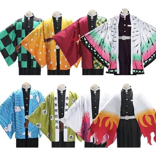 Kochou Shinobu Agatsuma Zenitsu Kamado Tanjirou Tomioka Giyuu Urokodaki Sakonji Cloak Haori Cosplay Demon Slayer Kimono Yukata