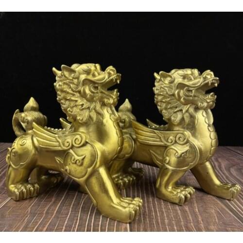 China brass mythical wild animal crafts statue A pair