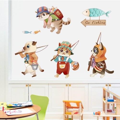 Creative Personality Cat Wall Stickers Bedroom Living Room Decoration Porch Corridor Wall Decoration Self Adhesive PVC Wallpaper