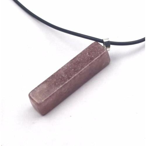 Cuboid shape strawberry quartz stone pendant natural stone pendant DIY jewelry pendant for woman wholesale