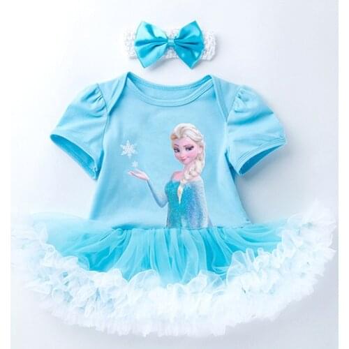 Disney Frozen Elsa summer rompers girls ball gown dress 1-3 year old baby dress tanks Crawling suit