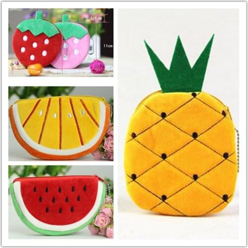 All Cartoon Fruits Coin Bag Small New 8CM Pineapple Orange Plush Coin Purse Wallet Pouch ; kids Coin BAG Pouch Wallet