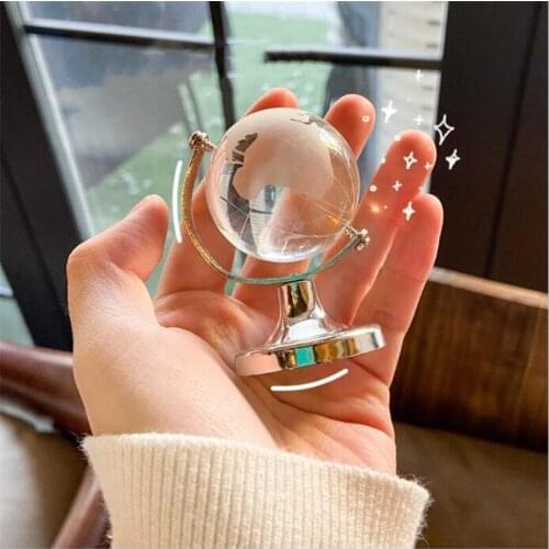 Mini Globe Crystal Ins Desk Ornament Decoration Creative Gift 360 Degrees Rotating