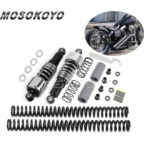 Motorcycle Chrome 10" Rear Shock Absorbers for Harley Dyna FXD Street Bob 2006-2017 Lowering Slammer Kit Rear Suspension