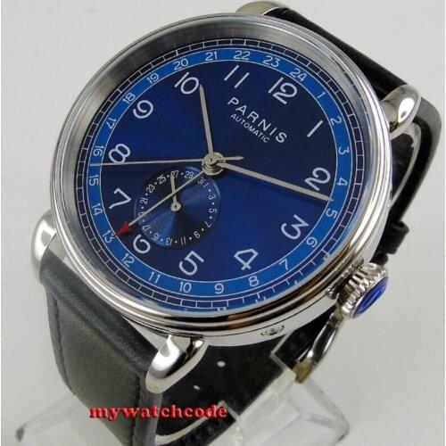New arrive 42mm Parnis Blue dial 24 Hours date Automatic Movement Mens Watch