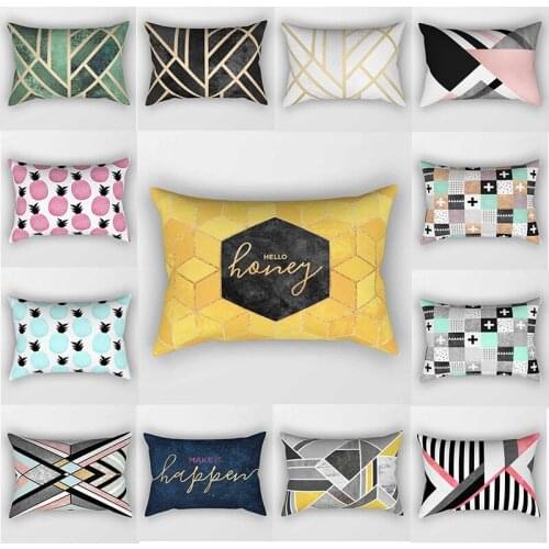 Tropical pineapple letters geometry pattern pillow covers travel bedroom short plush thick pillow cases small size 50cm by 30cm