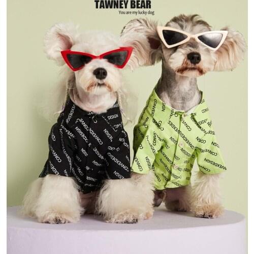 Pet clothes spring and summer letters denim shirt Teddy Schnauzer shiba inu cat bichon dog costume