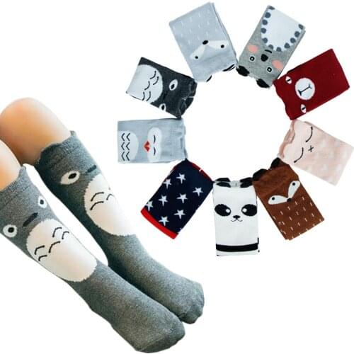 One Pair Cotton Baby Socks Unisex Lovely Cute Cartoon Panda Animal Printed Knee Boy Girl Socks Baby Toddler Socks 0-3 Years Old