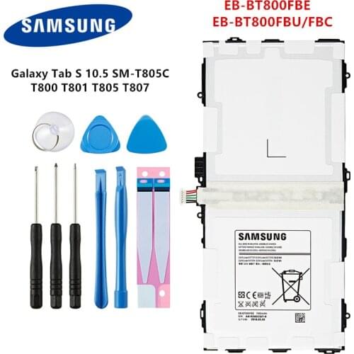 SAMSUNG Orginal Tablet EB-BT800FBE EB-BT800FBC Battery For Samsung Galaxy Tab S 10.5 SM-T805C/T800/T801/T805/T807+Tools