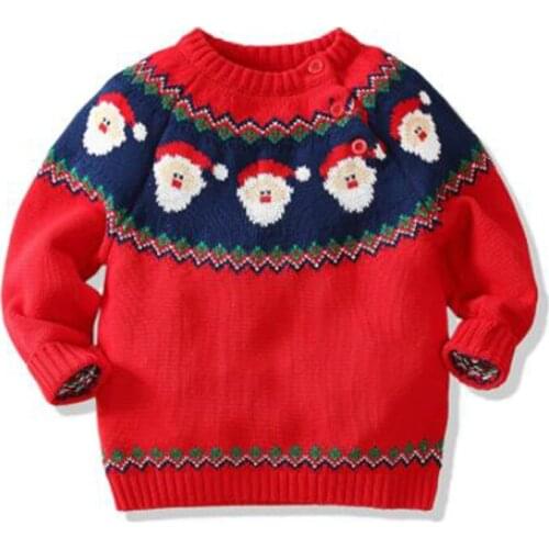 Autumn Kids Girls Boy Pullover Sweaters Childrens Clothes Christmas Baby Girls Boy Long Sleeve Santa Claus Knit Sweater