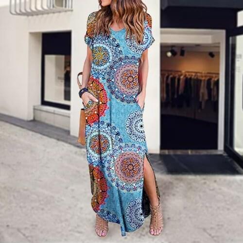 Sexy Women Dress Summer Casual Boho Casual Short Sleeve Long dress Elegant Floral Maxi Dress For Women Oversize 5X Lady Dresses