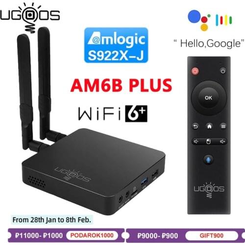 Original UGOOS AM6 PLUS Smart TV Box Android 9.0 Amlogic S922X-J 2.2GHz 4GB DDR4 32GB ROM 1000M LAN Bluetooth 4K HD Set Top Box