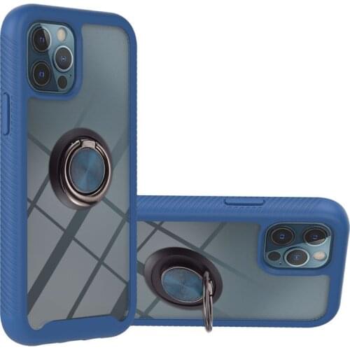 Shockproof Bumper Ring Holder Phone Case For iPhone 11 12 Pro Max 12 Mini 7 8 SE 2020 Transparent Hard Back Cover For iPhone 11