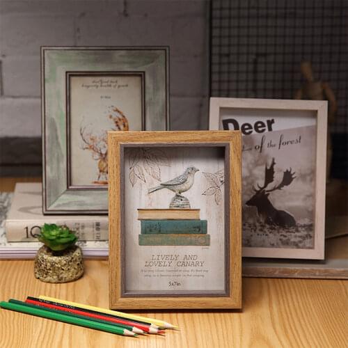 7in Retro photo frame Nordic Style Picture Frame Black Color Photo Frames Desktop Ornament Bedroom Table Decor Home Decor Cadre