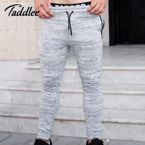 Taddlee Brand Long Pants Sweetpants Jogger Mens Ankle Trousers Skinny Bottoms Active Cotton