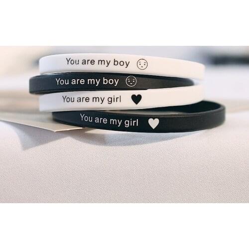 2pcs/bag You are My Boy My Girl Silicone Couples Bracelet Lovers Wrist Band Bracelet Girlsfriend Gift