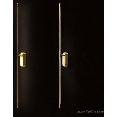 Nordic Corridor All Copper Simple Line Wall Lamps Post-Modern Bedroom Bedside Wall Decor Led Wall Lights Living Room Stair Lamps