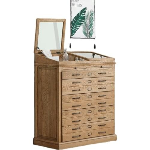 Nordic Retro Solid Wood Cloakroom Jewelry Tie Storage Island Cabinet Commercial Decoration Boutique Display Cabinet