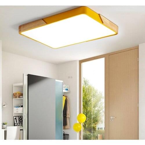 Led Ceiling Light Modern Nordic Round Lamp Wooden Home Living Room Bedroom Study Surface Mounted Lighting Fixture Remote Control