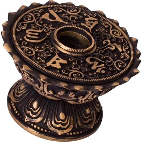 Tibetan Buddhist Buddha Lotus Prayer Wheel Copper Base Prayer Pedestal Crafts