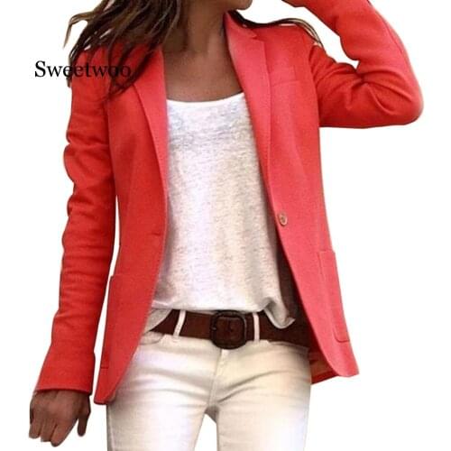 Candy Colors Slim Office Blazer 2020 Fahion Long Sleeve Autumn Casual Thin Blazers Women Suit Jackets Coats