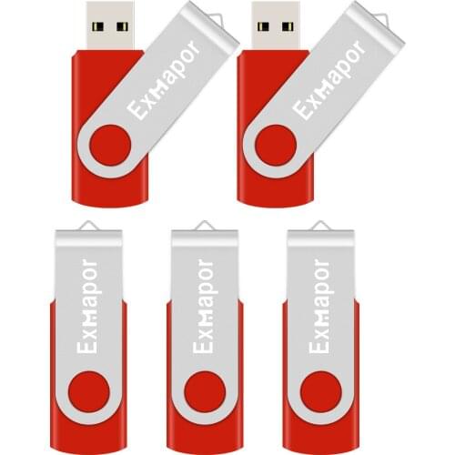 8GB USB Flash Drive, Exmapor Memory Stick Jump Drive 4GB 16GB 32GB X 5 Bulk External Drive USB Stick USB Storage Thumb Drive Red