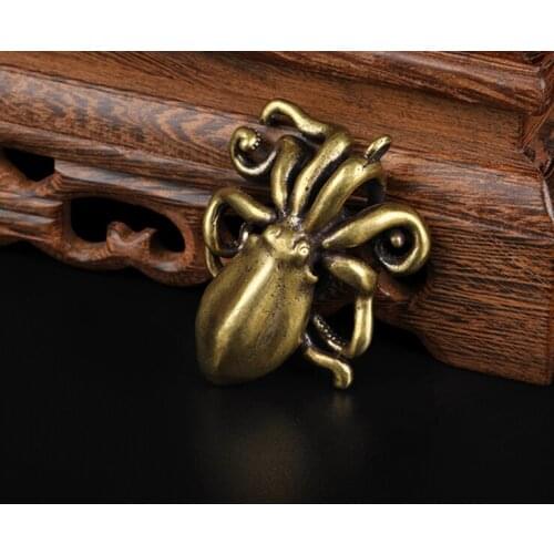 Vintage Brass octopus copper craft DIY ornament Miniature octopus Pendant Accessories m018