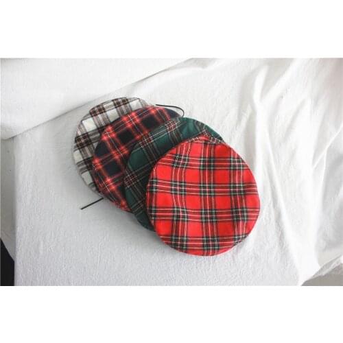 Japanese Vintage Christmas Fashion Plaid Beret Spring Autumn Thin French Classic Breathable Painter Hat