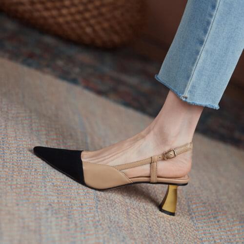 Baotou Ladies Sandals Women Slippers Women 2021 Spring and Summer New Fairy Style Pointed High Heels Cat Heel Single Shoes Women