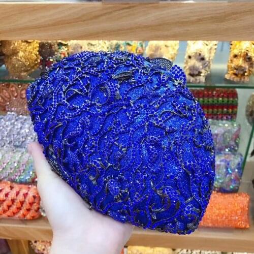 Women silver/gold woman royal blue rhinestones bag in party clutch small purse wallet crossbody messenger shoulder bags girl bag