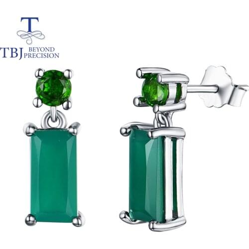 Natural gemstone diopside and green agate Earrings in 925 Sterling Silver Fashion Beautiful Jewelry Gift For Women daily wear