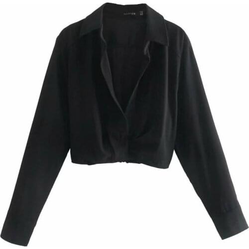 Women Clothing Set 2021 Design New Turn-down Collar Long Sleeve Solid Short Blouse Shirt+Pleated Skirt Casual Bodycon Skirts