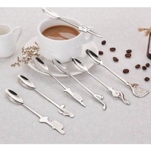 1pcs Silver Musical Note Shape Coffee Spoons Stainless Steel Tea Stirring Spoons Set Sugar Ice Cream Mug Dessert Spoon Tableware