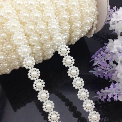 1Yards Beige Sunflower Simulated-pearl Plastic Chain beads DIY Accessory