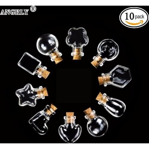 10 pcs Bulb Shape Mini Glass Bottles Jars Cork Wish Note Craft Mini Pendant Empty Tiny Clear Wishing Message Glass Bottles Vials