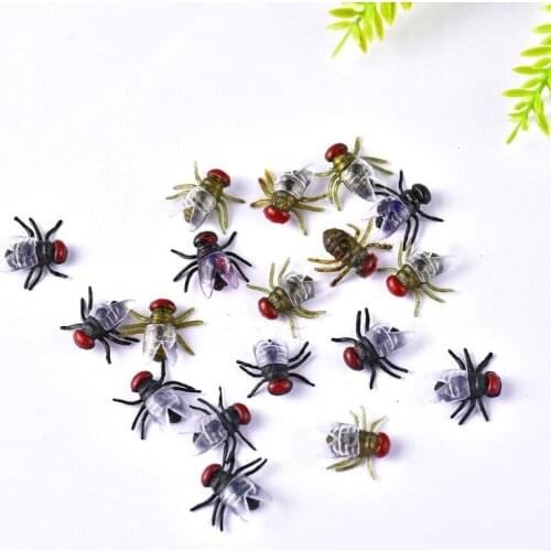 100 Pcs Fake Flies Plastic Simulated Insect Fly Bugs Joke Toys Prank Halloween Supplies Party Favors